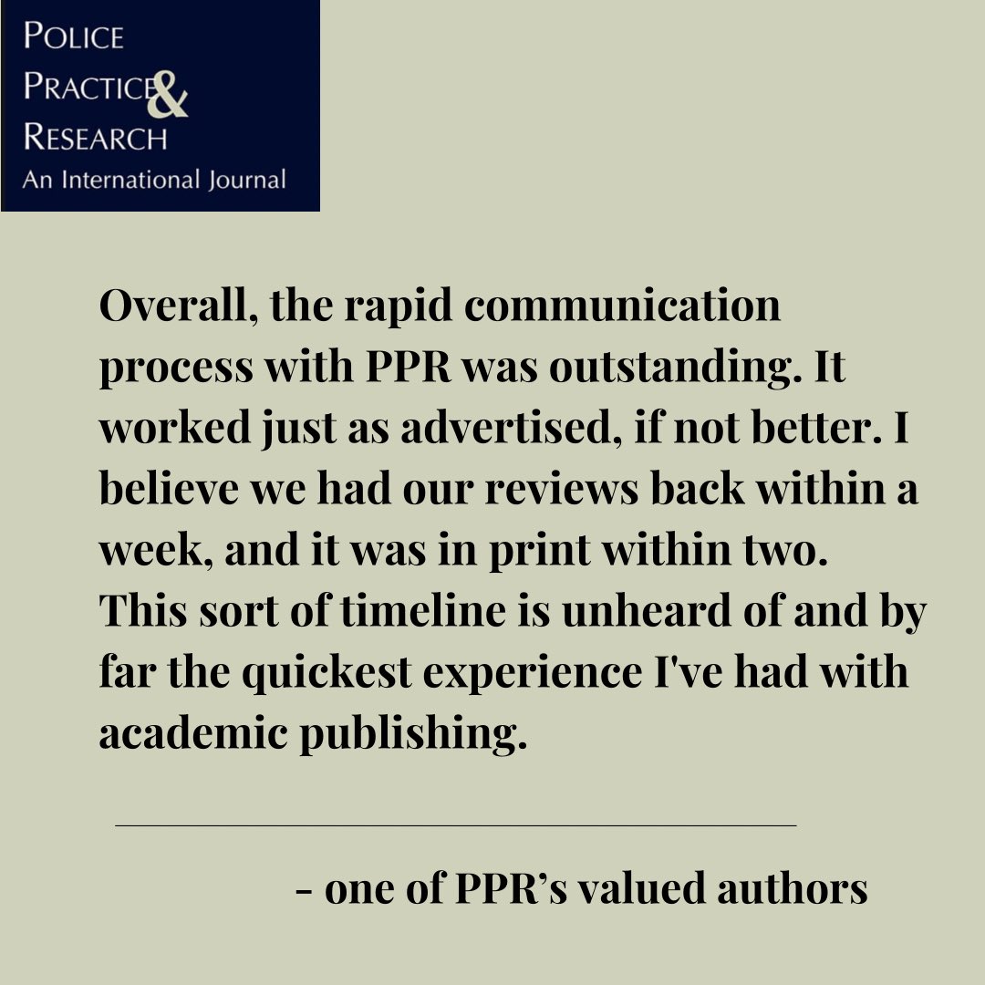 Got a short(er), high quality manuscript on an important topic in policing? Consider submitting it yourself our Rapid Communication stream.
