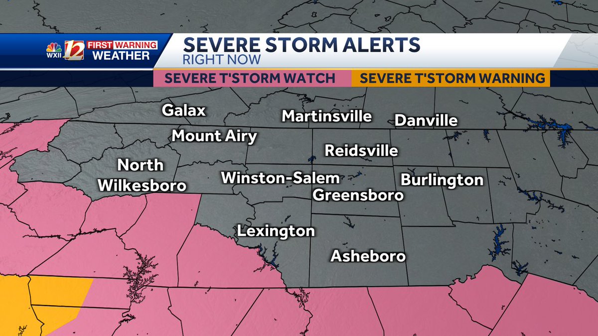 A SEVERE THUNDERSTORM ALERT has been issued by the National Weather Service for the counties highlighted. If you are in the storm's path, seek shelter on the lowest floor away from windows. More: wxii12.com/weather