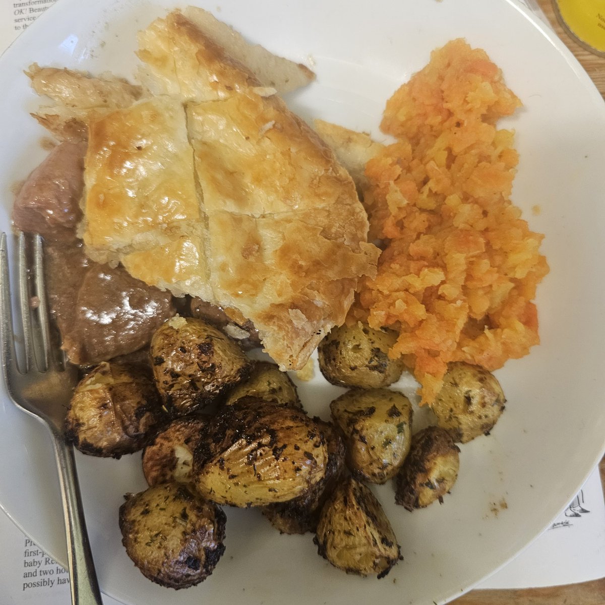 Bought it, cooked it, ate it. Should be enough for one lot of leftovers after Bairn's come in and had their share. The leftovers are mine! This butchers steak pie, mashed carrot, and neeps and air-fryed garlicky potatoes was exactly everything I was looking forward to. Who else…