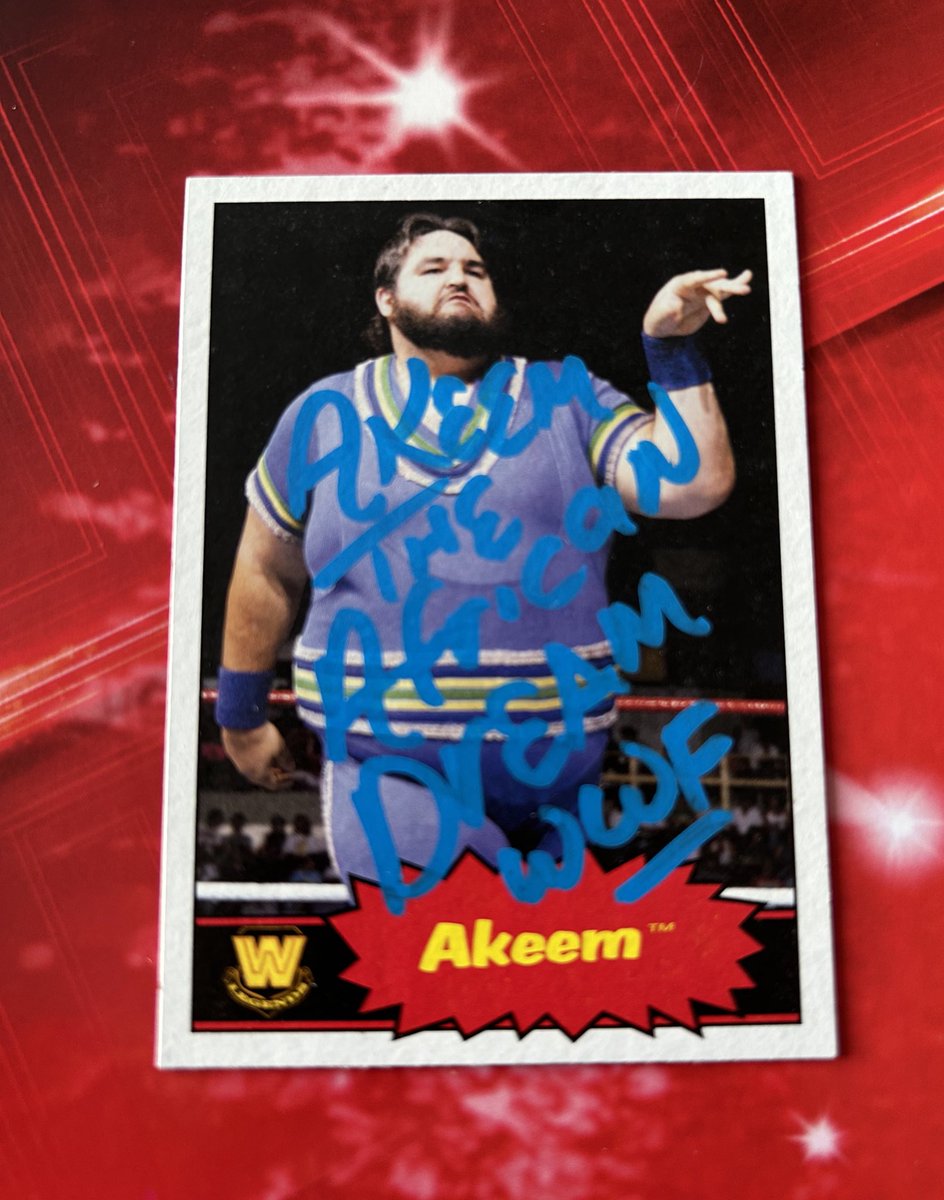 🔵 #WrestlingCardWednesday 🟡 Signed at the recent Glory Days Grapplecon in Orlando - my Akeem 2012 Topps Heritage card! #TheHobby #JiveSoulBro #hWo