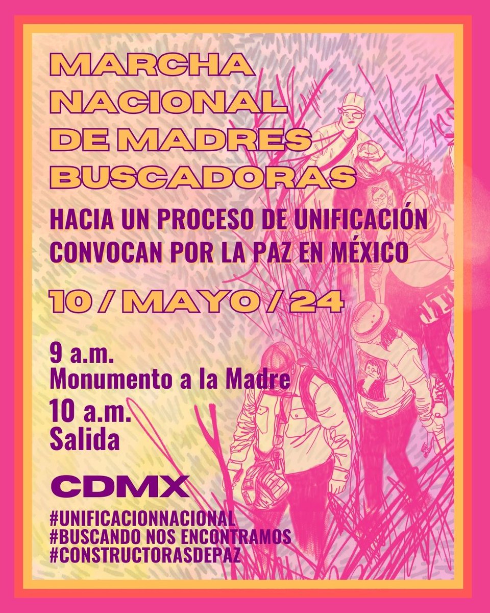 El viernes marcharemos en la CDMX. Llevo fotografías de personas desaparecidas en la contrainsurgencia cuyas madres ya murieron, ojalá puedan acompañarnos y llevar esos rostros con ustedes por las calles de la capital. La cita es este 10 de mayo a las 9 de la mañana en el