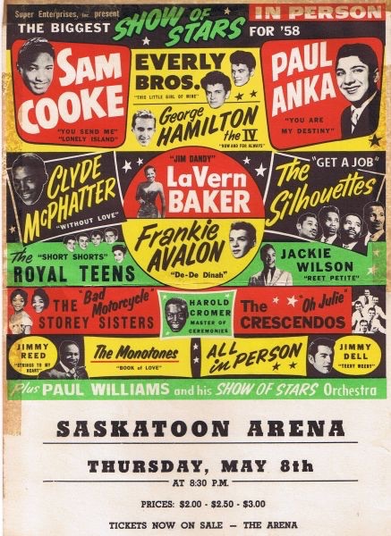 OTD 💥💥💥💥💥

May 8, 1958 Saskatoon Arena, Saskatoon, SK
#SamCooke #PaulAnka #JackieWilson