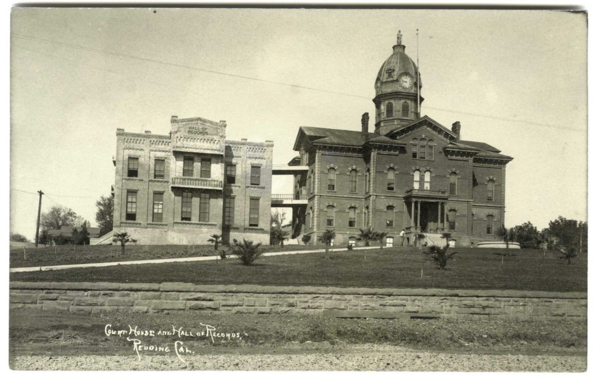 Redding California. 

1890’s

“The Hall of Records (left) and Shasta County Courthouse in Redding”

We didn’t build these. 

We found them.