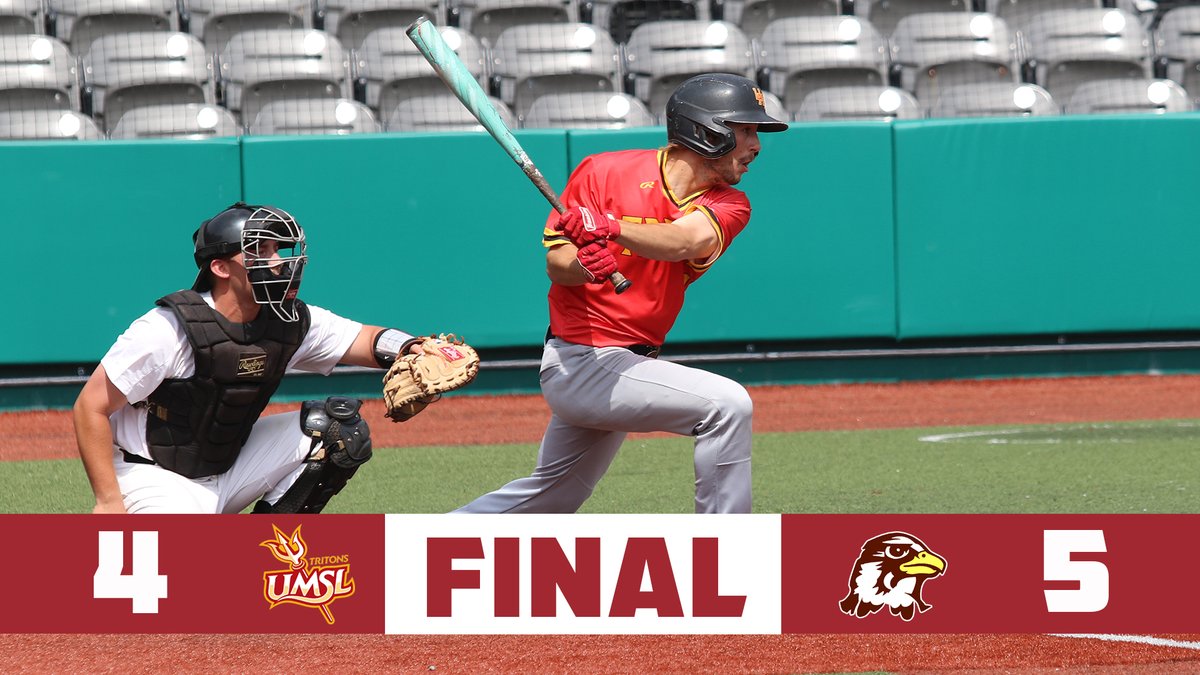 .@UMSLBSB drops its opening game in the #GLVCbase #GLVCchamps tourney to Quincy in 10 innings on Wed. Jake Isaacs was 2-4 with an RBI and 2 runs scored. Tritons will take on either Lewis or UIndy on Thursday at 12:30 p.m. at Mtn. Dew Park in Marion, Ill. #fearthefork🔱#tritesup🔱