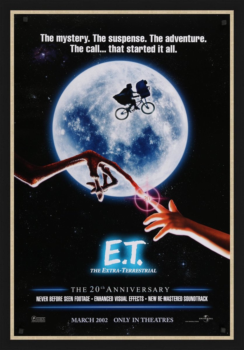 Here's a poster to phone home about! This is an original one sheet for the 20th anniversary re-release of Spielberg's 'E.T. The Extra-Terrestrial,' with imagery etched on the brain of every '80s kid.
#stevenspielberg #posterart #80smovies #classicmovies

tinyurl.com/3rdvfka7