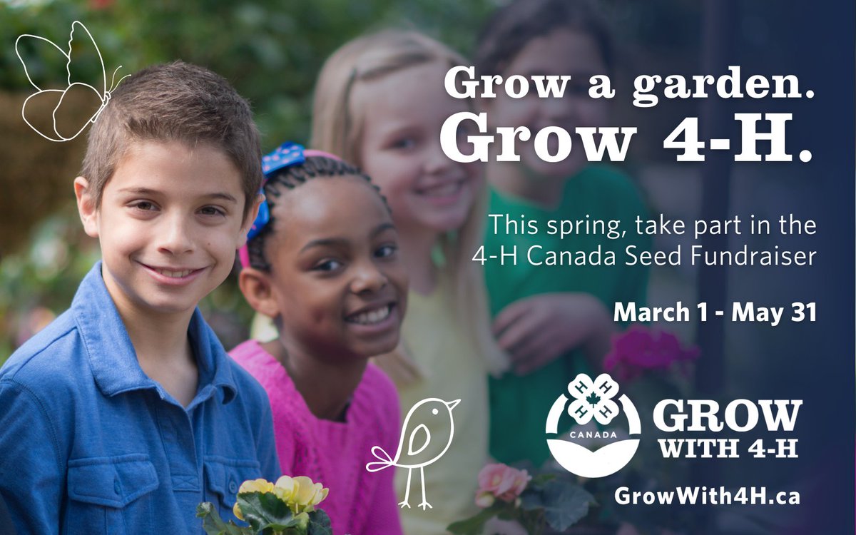 Introduce your kids to gardening with our #GrowWith4H seed kits for kids! You could plant a butterfly and bird garden 🦋🐦, a pet grass garden 🌿, and other colourful and fun options! There are many ways to Grow With 4-H! bit.ly/3wUGo9F