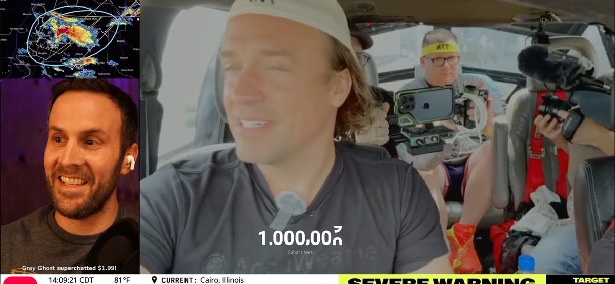 LoopAfterDark's tweet photo. Congrats @ReedTimmerUSA for hitting 1 Million YouTube Subscribers! Never Stop Chasing! #youtuber #reedtimmer #tornadochasers #dominator3 https://t.co/ttiSwY8RWf