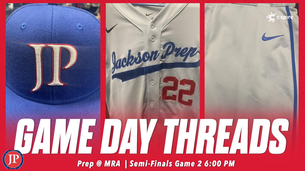 Semi-Finals Game 2 of the 6A series tonight in Madison. Prep vs MRA starting at 6:00. Come out for some good baseball. Watch live: jacksonprep.live #CMAP