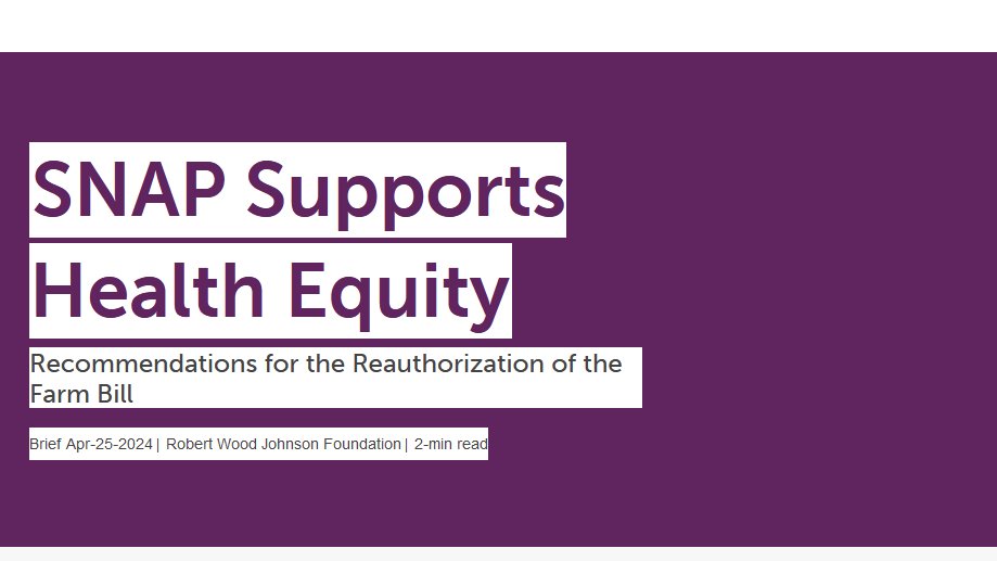 TFAH applauds the new @RWJF policy brief and its recommendations to ensure that the SNAP program continues to support nutrition security for all families by enhancing benefit levels and eliminating work requirements. #NutritionSecurity rwjf.org/en/insights/ou…