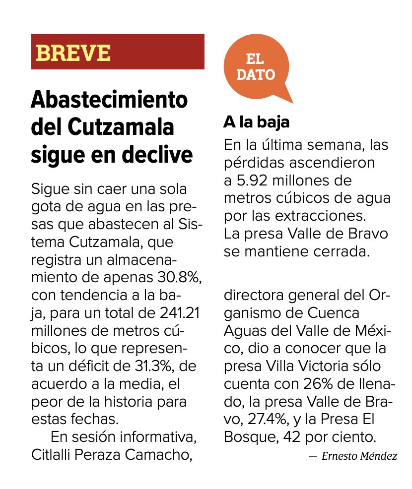 #DíaCero 💧 Sistema Cutzamala a sólo 30.8% de llenado. Vía @Excelsior excelsior.com.mx/comunidad/cutz…