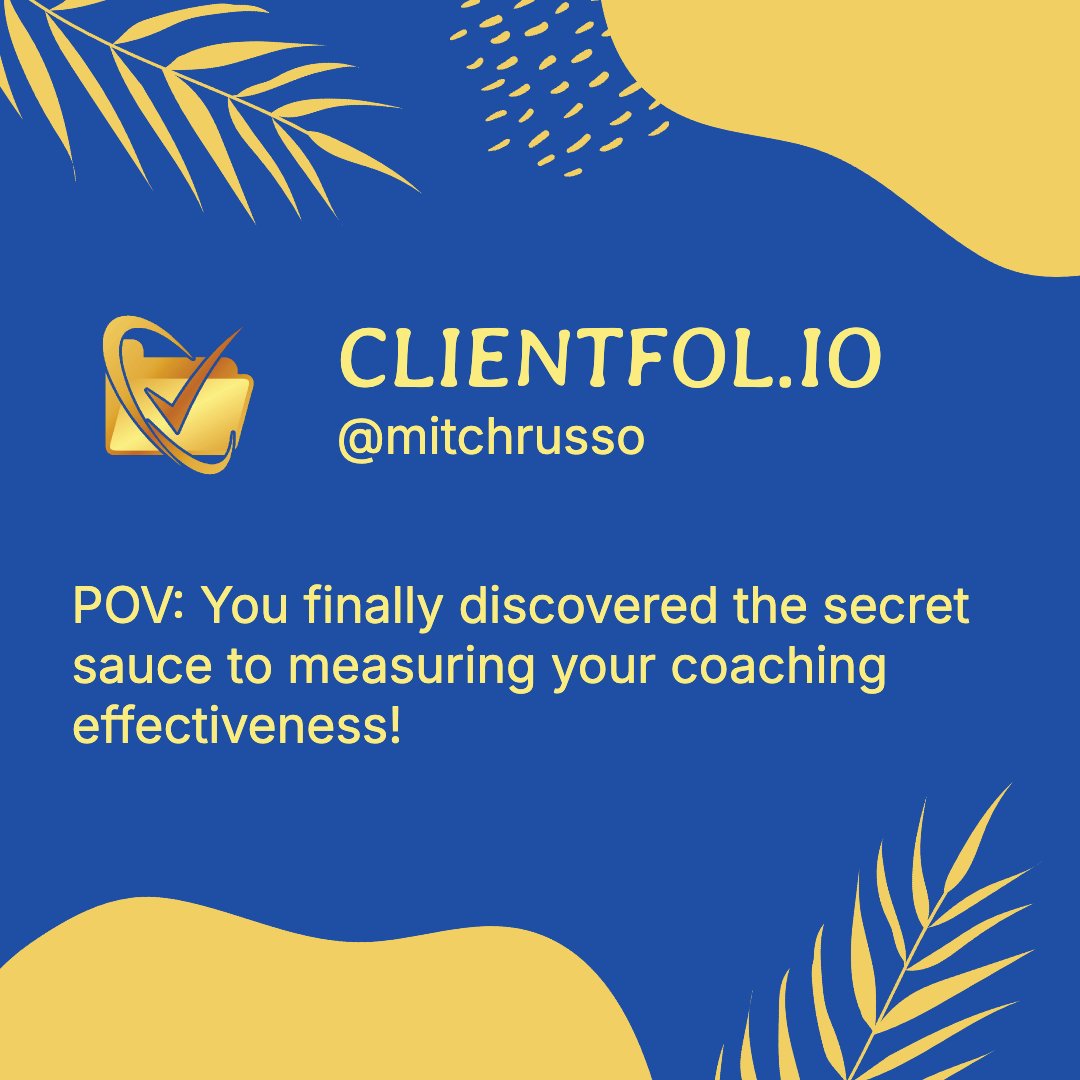 mitchrusso's tweet image. Ready to level up your coaching game? 🚀 Dive into our toolkit and start tracking progress like a pro! 📈💪 Connect with us at info@clientfol.io, and let&apos;s make every session count! ✨ #CoachingSuccess #AccountabilityMatters #GoalTracking coach, coaching, authority,