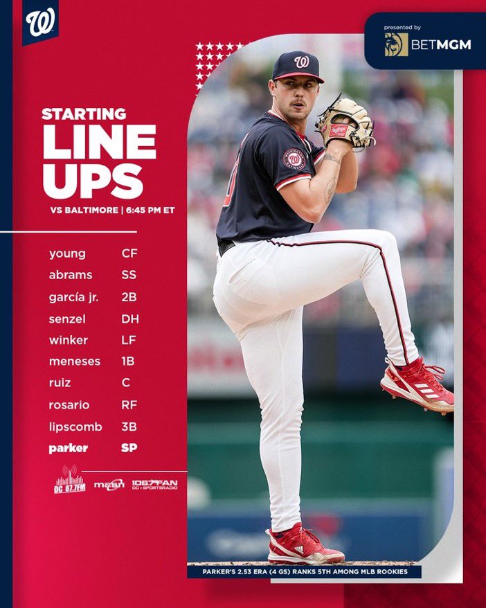 WSHNatsUpdates's tweet photo. Nationals vs Orioles

Another great day at Nationals Park  facing the Baltimore Orioles with our great lineup!
#mitchellparker | #NATITUDE https://t.co/a6bcbQrKnk