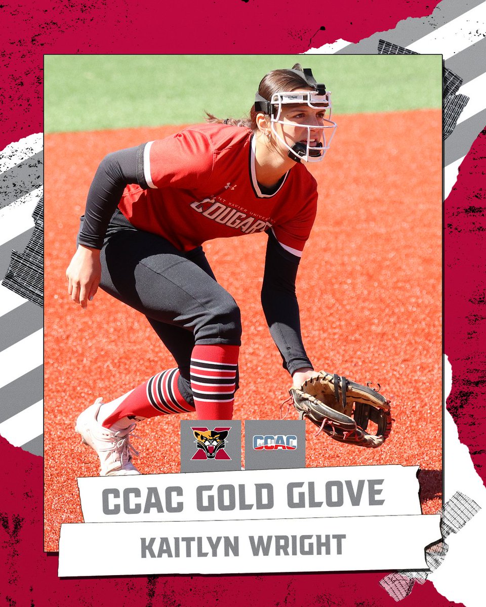 Congrats to Kaitlyn Wright from @SXUsoftball on earning her 2nd CCAC Gold Glove at Third Base! #GoCougs🐾🥎 #WeAreSXU