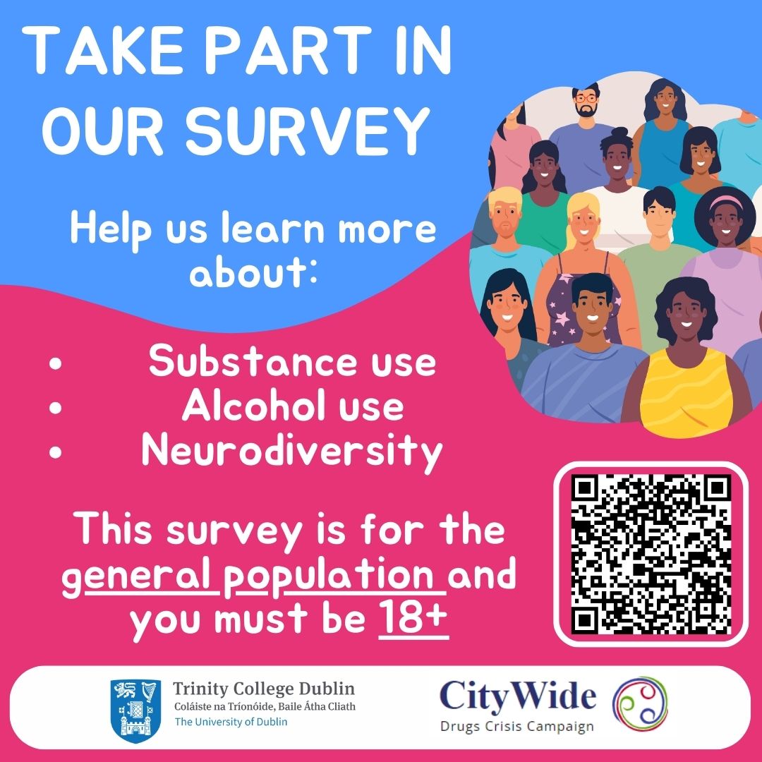 Take part in our survey and help us, at Trinity College Dublin, learn more about substance use and neurodiversity. eu.surveymonkey.com/r/8P2PHZG