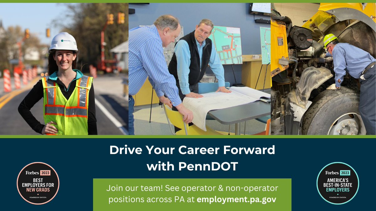 Ready to drive your career forward? Join the PennDOT team and find your passion for public service. Visit employment.pa.gov/penndot to see operator and non-operator positions open across PA and learn more about the competitive wages and boundless opportunities waiting for you!