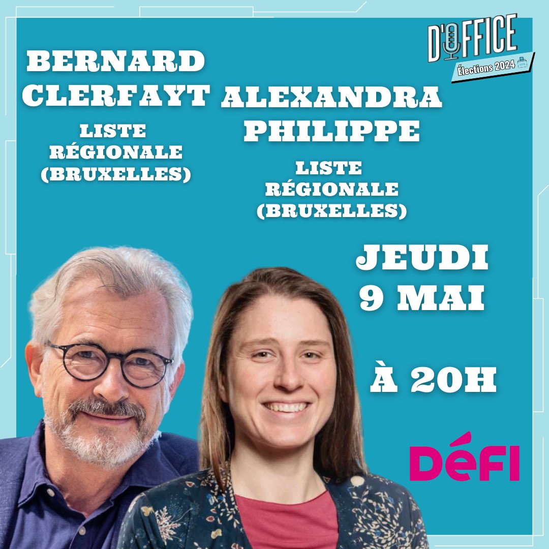 📣 On se retrouve demain pour une nouvelle émission spéciale élections ! 

On recevra Défi avec <a href="/BernardClerfayt/">Bernard Clerfayt</a> et <a href="/AlexphilBxl/">Alexandra Philippe</a>, tous les deux sur la liste régionale à Bruxelles.

Rendez-vous dans le chat 🫡

#twitch #elections #news #politique #politics