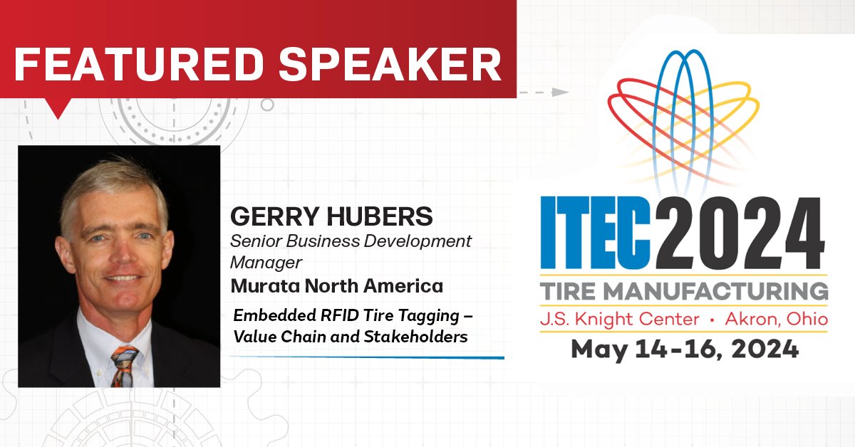 Learn how embedded RFID chips are innovating the tire manufacturing business. Event runs May 14 and 16, register presentation at ITEC2024 here: murata.ink/3w8SpZi #RFID #ITEC2024 #MurataSmart #TireTag#MurataInnovation