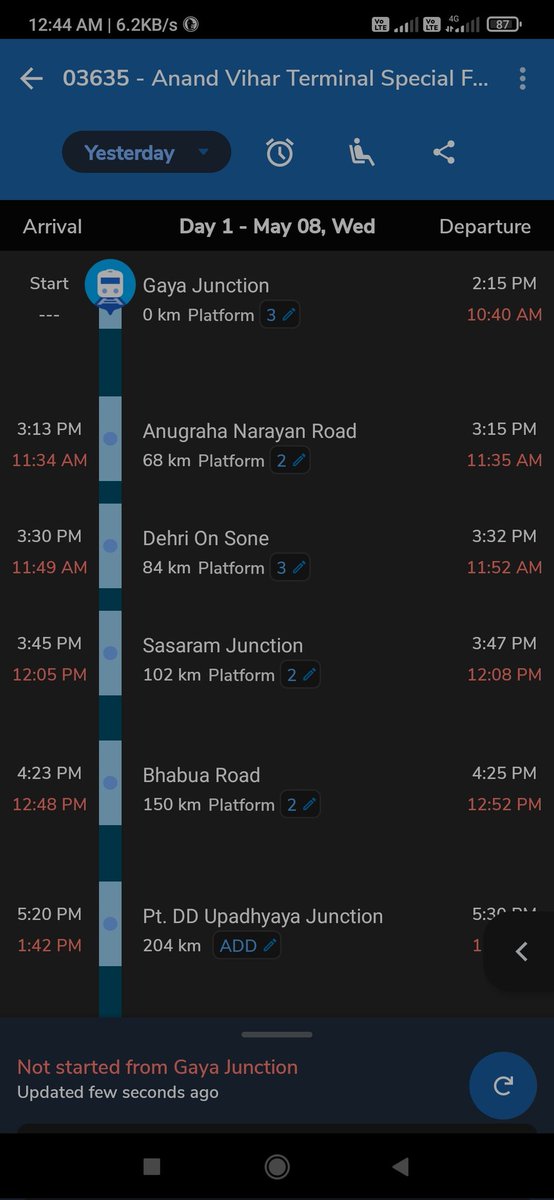 Technicalabhi0's tweet photo. @RailMinIndia @RailwaySeva 

Train no:-03635 GAYA ANVT SF SPL
यह ट्रेन 8 मई को 02:15 PM को गया जंक्शन से खुलने वाली थी लेकिन इसके समय को बदल कर 09:15 PM किया,इसके बाद 9 मई को 12:15 AM , अब इसका समय फिर से बदल कर 9 मई को 10:40 AM कर दिया गया | अब ये ट्रेन खुलेगी भी या कैंसल होगी? https://t.co/Vjs9xV2mgg