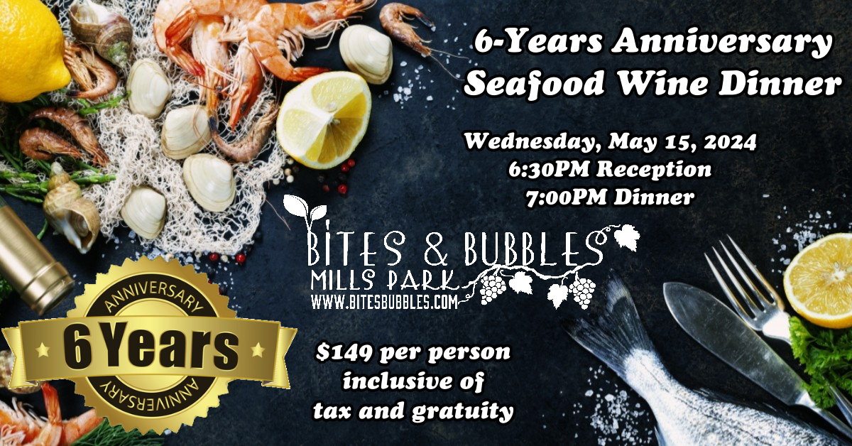 Celebrate our 6th Anniversary with us at Bites & Bubbles! 🎉🍷 Enjoy a luxurious four-course wine pairing dinner on May 15th. Book now to secure your spot! #WineDinner #FineDining #BitesAndBubbles #Mills50District #MillsParkOrlando #ChefEddieNickell @ChefEddieN