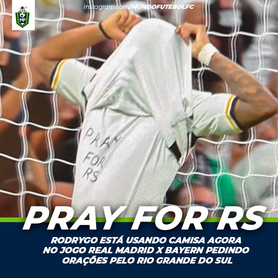 _MFutebol's tweet photo. Rodrygo está usando camisa agora 
no jogo Real Madrid x Bayern pedindo 
orações pelo Rio Grande do Sul https://t.co/ISsFDGVUzL