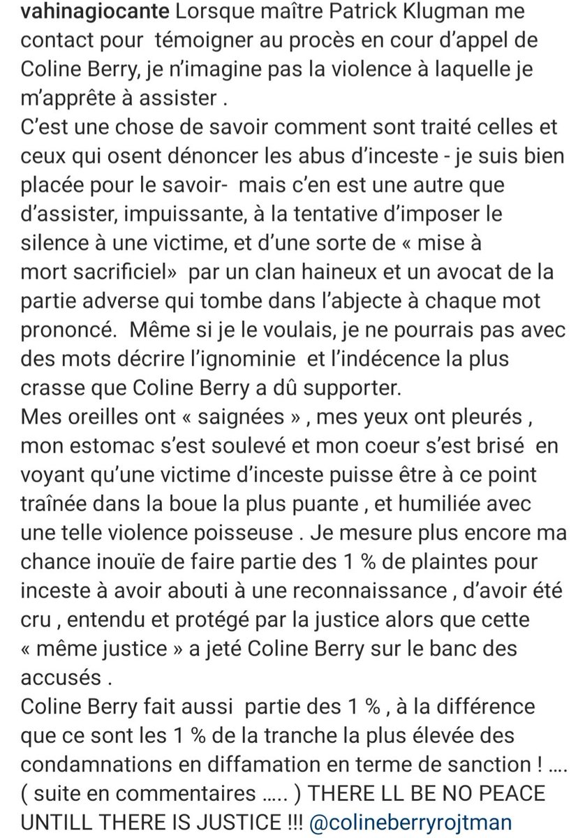 Témoignage de Vahina Giocante sur le procès #ColineBerry : la #justice terrorise les victimes.
Ces violences subies pour avoir parlé et dénoncé sont intolérables @justice_gouv , et participent des dysfonctionnements sans fin pr lesquels la France a été condamnée à la @ECHR_CEDH.
