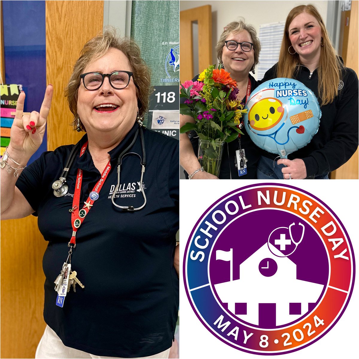 Happy National School Nurse Day to the woman who helps us to reach our goals, learn well, and stay in class by helping us stay healthy!! Kudos to our proud Timberwolf nurse, Ms. Kathy Lanford! 👩‍⚕️
