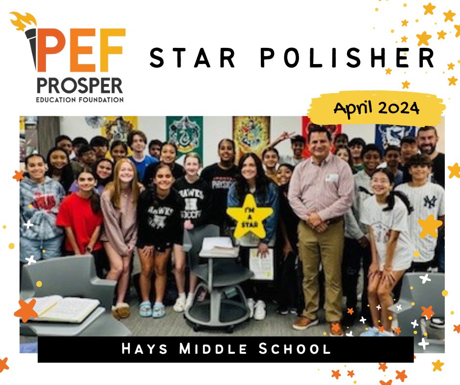 Wrapping up our Star Polisher awards for April is Ms. Herron! You are amazing and very much appreciated at Hays Middle School. Congratulations! 🌟 #amazingteachers #starpolisher #HaysMiddleSchool