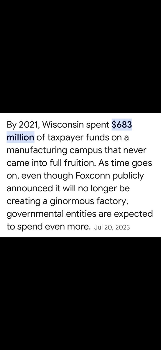 Today is the perfect day to remind everyone that Scott Walker’s 8th wonder of the world, better known as Foxconn, has cost Wisconsin taxpayers, as of 2021, at least $683 million for a green ball.