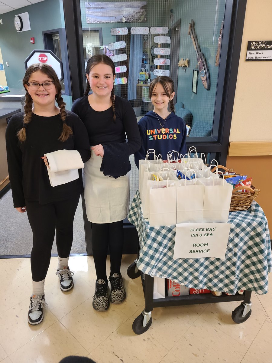 EBEPrincipal's tweet photo. For Teacher Appreciation Week several of our 5th grade leaders provided room service to staff delivering goodie bags willed with treats. #elgerbayexplorers https://t.co/zxSHCmYlpp