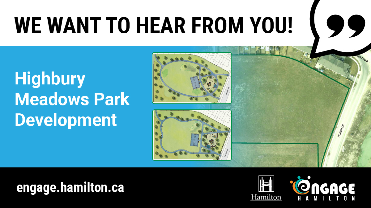 We are designing a neighbourhood park space in Stoney Creek (Ward 9) and we want to hear your input to help guide the process. Head over to #EngageHamilton to have your say in the park design, features, and play equipment: engage.hamilton.ca/highburymeadow…. #HamOnt