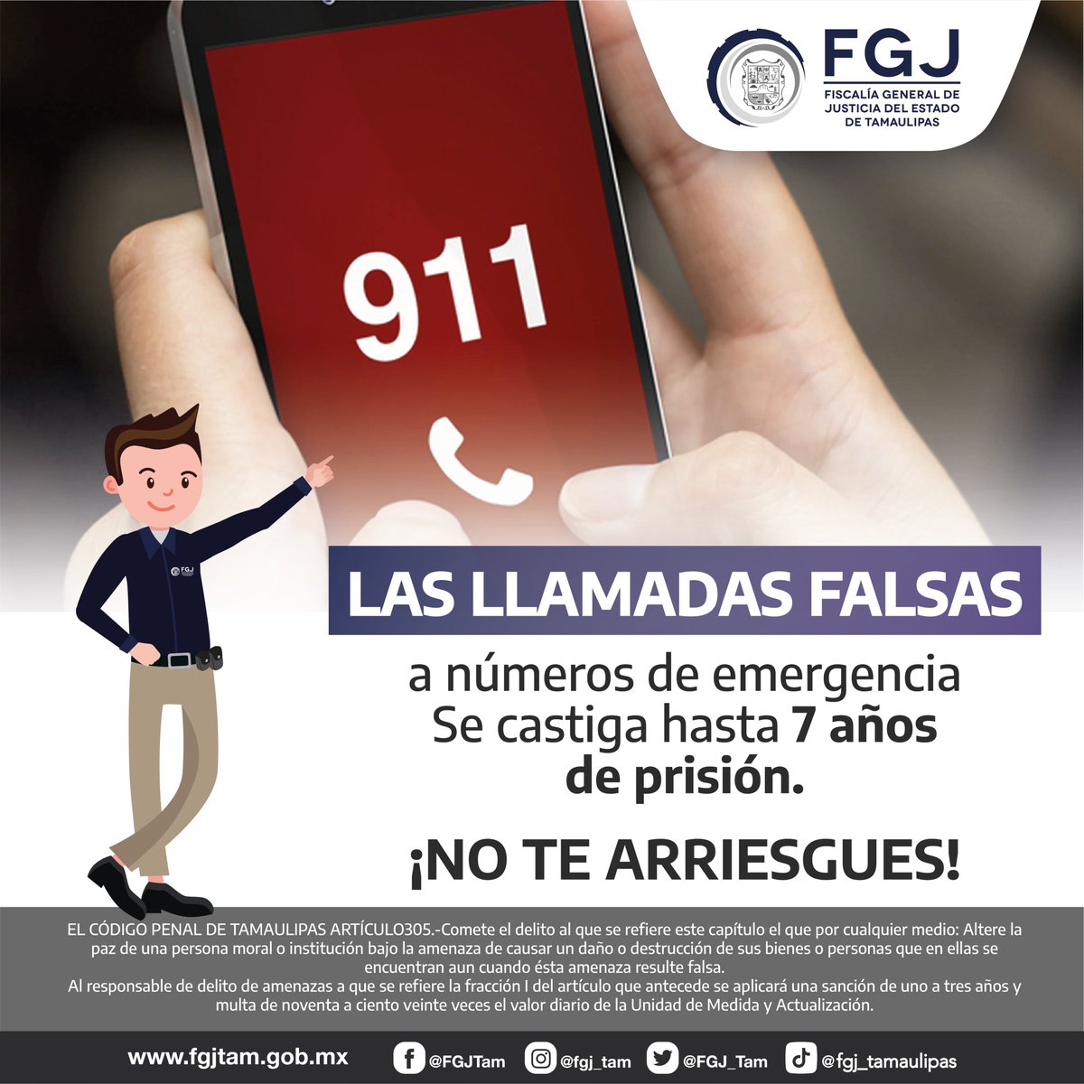 #FGJT_Informa Utiliza con responsabilidad los #NúmerosDeEmergencia Las #LlamadasFalsas se castigan con hasta 7 años de cárcel