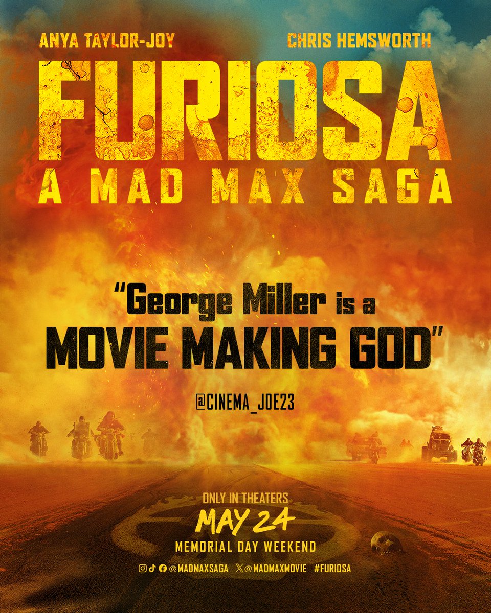 The word is out. #FURIOSA should not be missed. Witness her beginnings, only in theaters May 24, Memorial Day Weekend. Get Tickets Now. #MADMAXFURIOSA fandan.co/Furiosa-GS