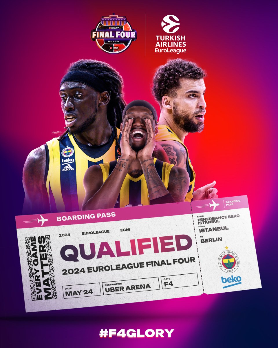 QUALIFIED and on the way to Berlin🇩🇪

<a href="/FBBasketbol/">Fenerbahçe Beko</a> is the third confirmed team for the #F4GLORY