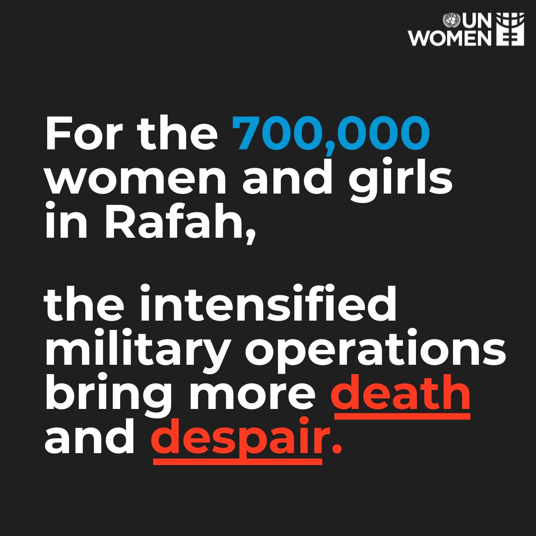 When we surveyed women in #Rafah on their physical and mental health, 93% reported feeling unsafe and scared.

We continue to call for an immediate ceasefire in #Gaza, the release of all hostages, and unimpeded access for humanitarian aid.

Full findings: unwo.men/55FT50RzHKc