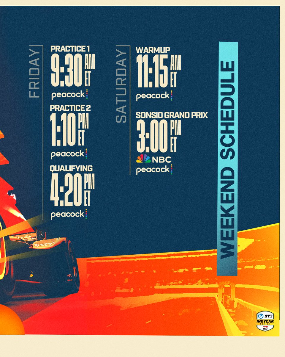 Naptown weekend action 🏎️🧱 📺: #INDYGP - Saturday at 3 PM ET on NBC and Peacock
