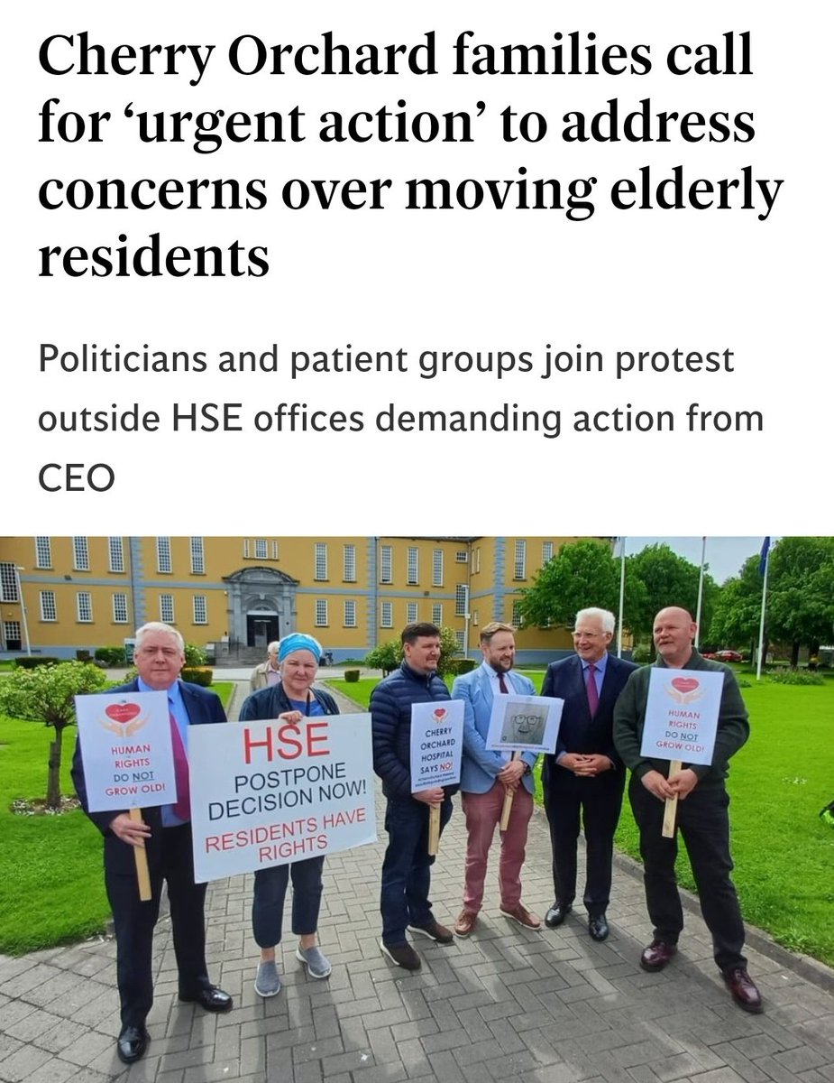 Cherry Orchard families call for ‘urgent action’ to address concerns over moving elderly residents Politicians and patient groups join protest outside HSE offices demanding action from CEO @BernardGloster @MaryButlerTD #CherryOrchardHospital m.independent.ie/regionals/dubl…