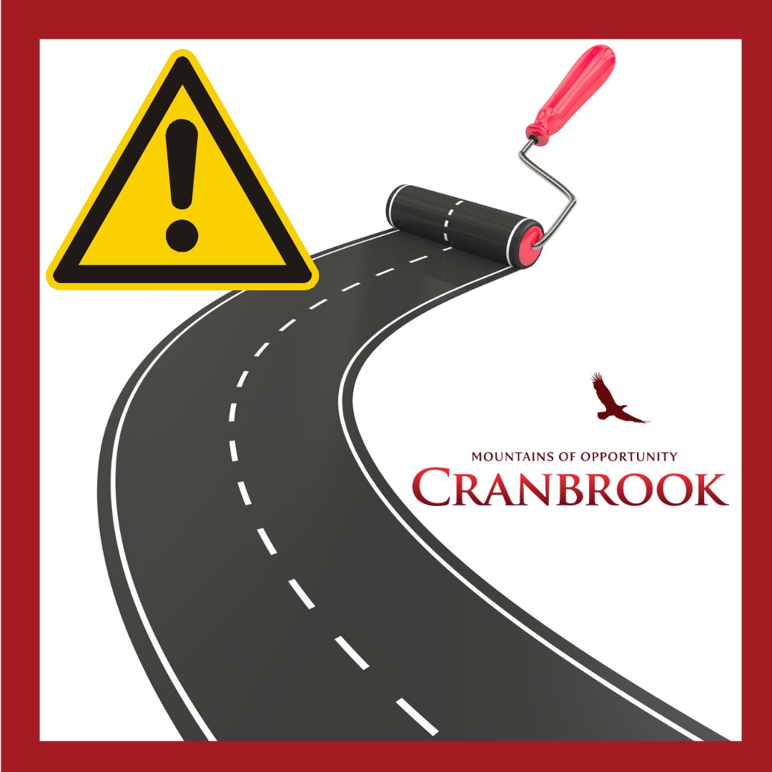 Our annual spring line painting work on City streets will fire up and is expected to take a couple of weeks to complete, beginning late Thursday, May 9 or Friday, May 10 through the evenings and overnight. Please obey any signage in place. #Cranbrook