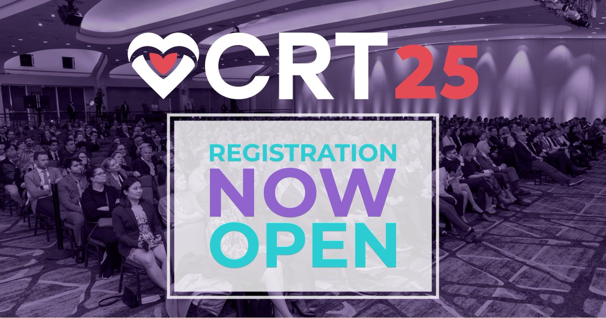 SAVE THE DATE! Registration for #CRT2025 is now open. Join us from March 8-11, 2025, for 4 days of your favorite topics and sessions in #cardiology. Go to crtmeeting.org and register now. #cardiologyfellow #cardiologynurse #interventionalcardiology