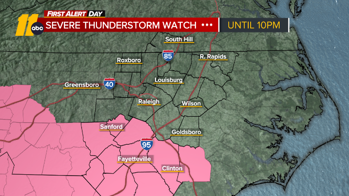 A Severe T-Storm Watch has been issued for the Sandhills. A WATCH means storms could happen. A WARNING means they are happening and headed towards you. #ncwx