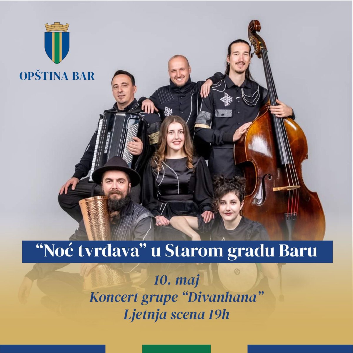 Dragi ljubitelji sevdaha, sa zadovoljstvom najavljujemo koncert popularne bosansko-hercegovačke grupe “Divanhana” koja će nastupiti u sklopu manifestacije “Noć tvrđava”.

🗓️: 10. maj 2024. godine
🕗: 19:00h
📍: Ljetnja scena, Stari grad Bar

Ulaz slobodan! Dobrodošli!