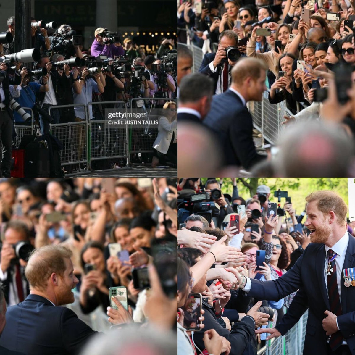 Prince Harry greeting the big crowds waiting to see him outside St Paul's Cathedral today 💛🖤 #InvictusGames #IAM10