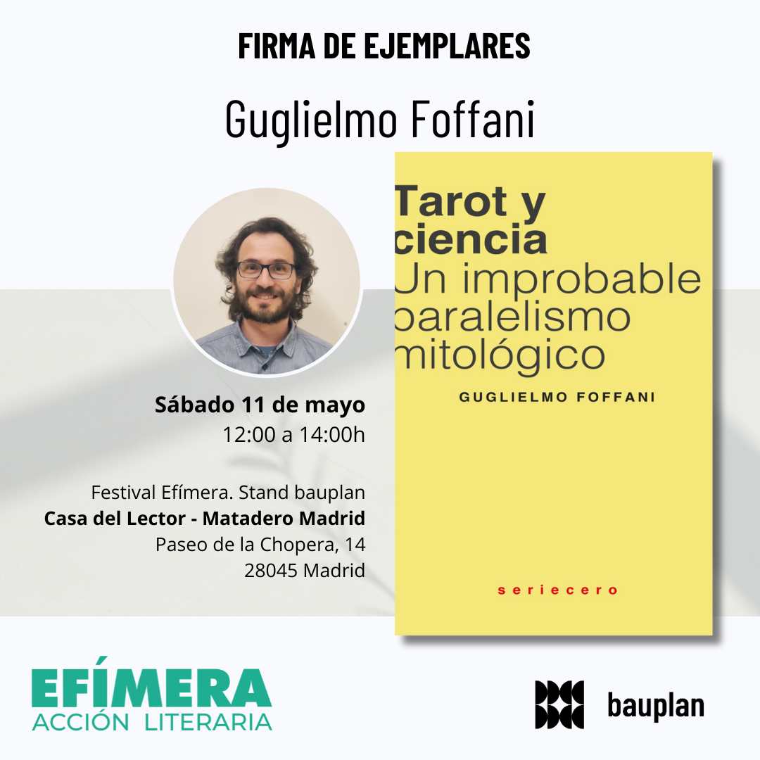 editorial bauplan (@bauplanbooks_ed) on Twitter photo Este sábado, en <a href="/EfimeraLit/">Efímera Acción Literaria</a>, <a href="/GFoffani/">Guglielmo Foffani</a> estará firmando ejemplares de 'Tarot y ciencia'
Un excitante viaje que nos descubre cómo las cartas del #Tarot se corresponden, de manera natural, con los distintos pasos del método científico
👉bauplanbooks.com/producto/tarot…
#festivalefímera2024 Este sábado, en <a href="/EfimeraLit/">Efímera Acción Literaria</a>, <a href="/GFoffani/">Guglielmo Foffani</a> estará firmando ejemplares de 'Tarot y ciencia'
Un excitante viaje que nos descubre cómo las cartas del #Tarot se corresponden, de manera natural, con los distintos pasos del método científico
👉bauplanbooks.com/producto/tarot…
#festivalefímera2024