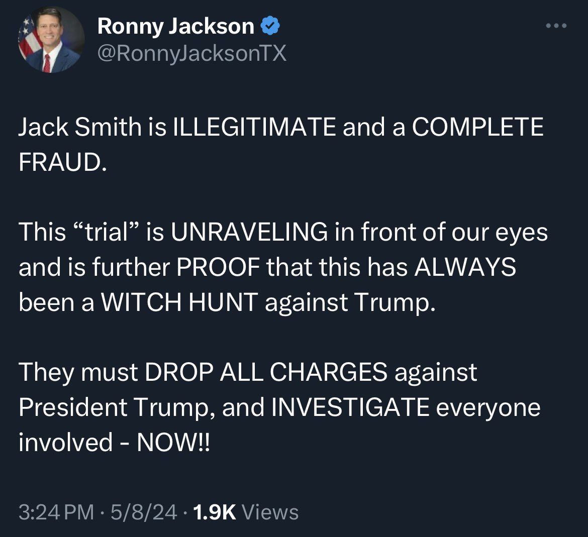 The only thing Ronny knows about what is happening in this trial comes from the law firm of Trump, Turley & Fitton.