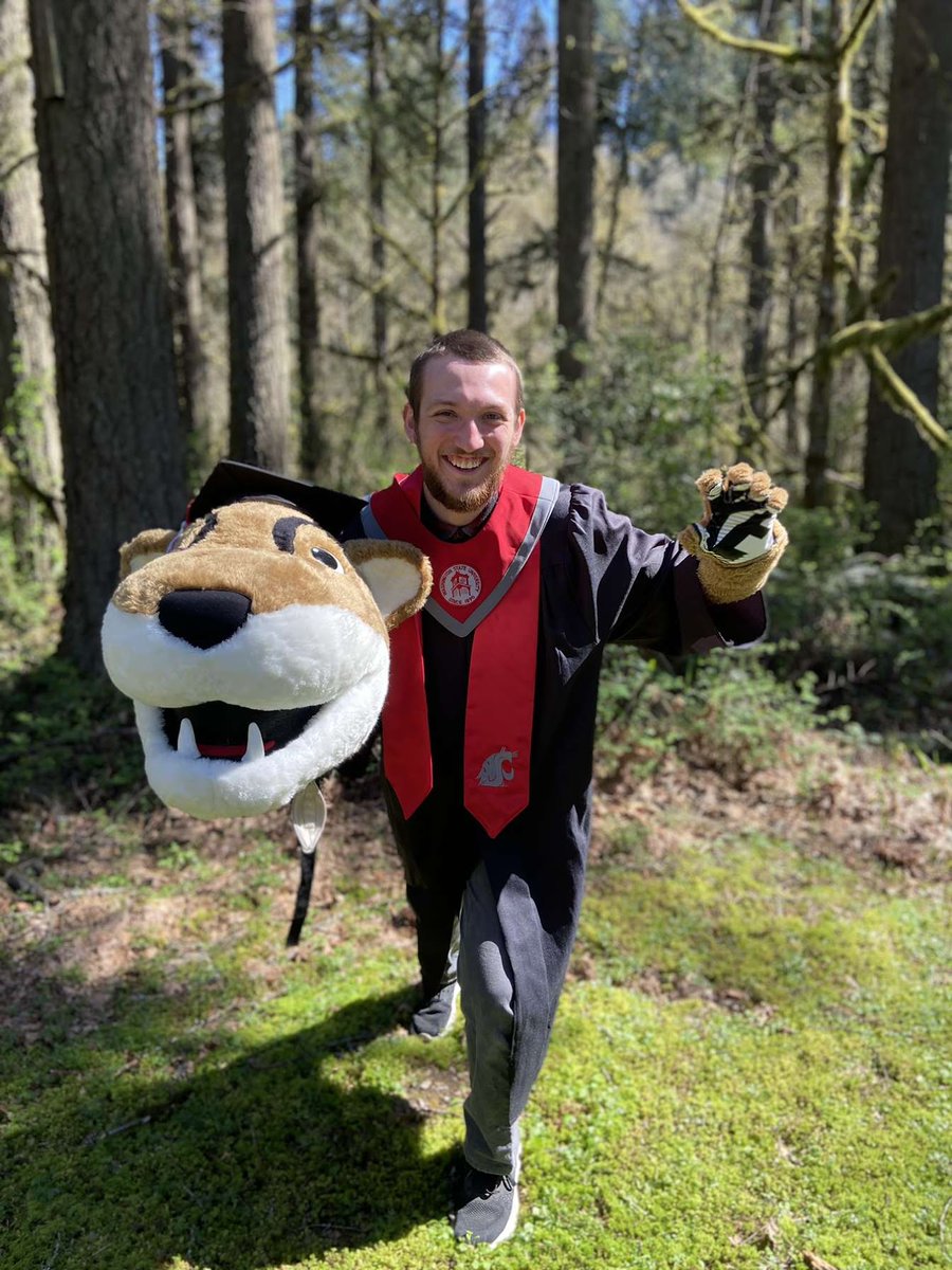 Congratulations to our 2023/24 Butch mascot, Jacob Czech, who graduated Saturday with a degree in mechanical engineering. Jacob’s “Butch” brought awesome energy and Cougar Spirit to WSU Vancouver's campus and events. Thank you, Jacob. #GoCougs! #ButchTCougar #CougGrad #WSUV2024