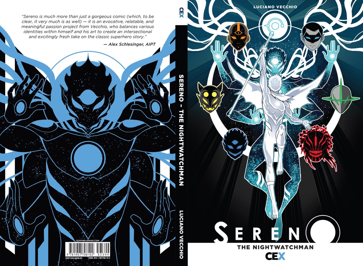 Cover designs for the Sereno: The Nighwatchman graphic novel by @LucianoVecchio. The softcover is currently available for pre-order, so let your favorite comic shop know you want it. The hardcover was a @WeAreZoop exclusive from @CEXPublishing