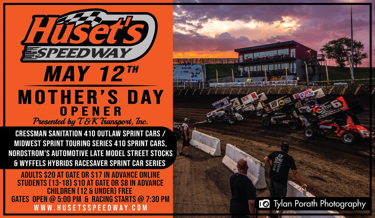 The season starts this Sunday at @HusetsSpeedway with the Mother’s Day Opener presented by T & K Transport, Inc.!