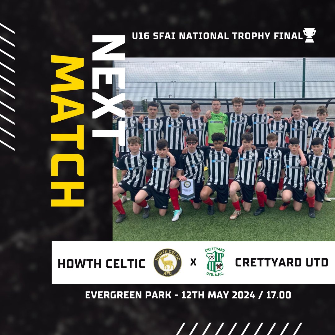 🏆 | 𝐒𝐅𝐀𝐈 𝐍𝐚𝐭𝐢𝐨𝐧𝐚𝐥 𝐓𝐫𝐨𝐩𝐡𝐲 𝐅𝐢𝐧𝐚𝐥! The very best of luck to our U16's in the @SFAIreland National Trophy final this Sunday 🤞 Share with your friends and family and let's make this a day to remember for #HCFC 🖤🤍 #HCFC #Respectallfearnone