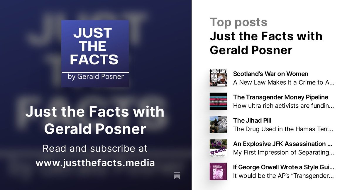 Interested in investigative journalism without any spin? Or, as the Chicago Tribune said, “Posner is a merciless pit bull of an investigator” Subscribe (or follow) my Substack, ‘Just the Facts’ Free of charge I cover a wide range of topics justthefacts.media