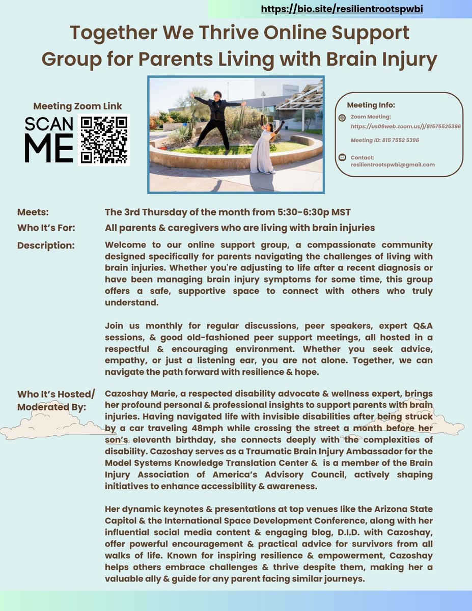 BIADE's tweet image. 👋 Welcome to Resilient Roots, a compassionate community crafted especially for parents navigating the intricacies of living with brain injuries.

🗓️ Monthly Gatherings: Join us for regular discussions, guest speakers, Q&amp;amp;A sessions in a respectful and encouraging environment.