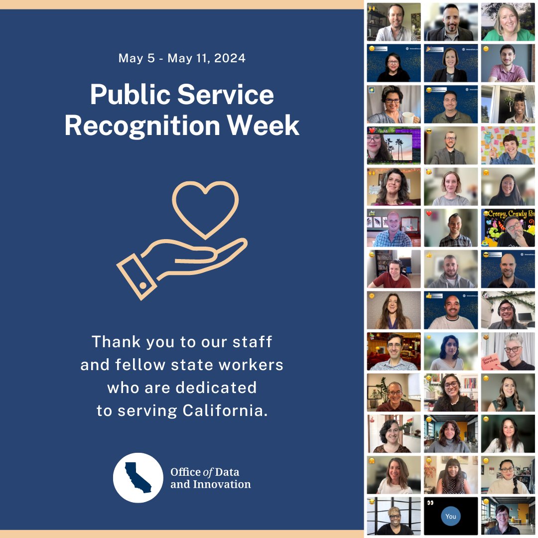 ODI is a diverse department, made of folks who are proud to serve California. Join us in celebrating Public Service Recognition Week. We honor and appreciate all the people who work every day in service of our great state. #PSRWCA #CAServingCA #PSWR2024 #work4CA